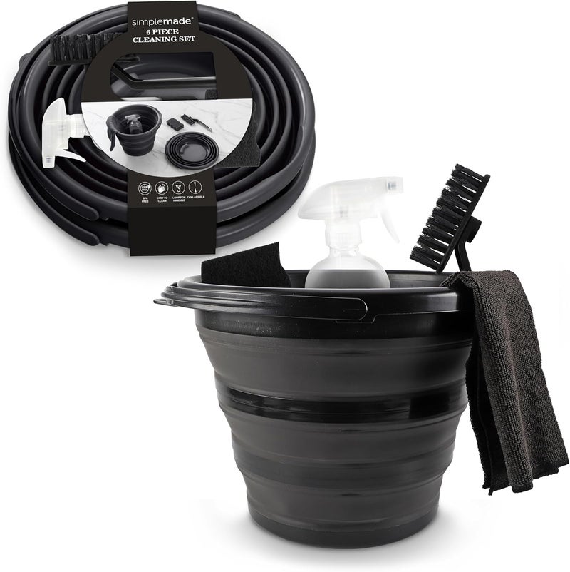 Simplemade Collapsible Bucket Cleaning Set - Includes 2 Foldable Buckets, Spray Bottle, Rag, Scrubbing Brush and Sponge - Holds Up to 10 liters, Easy Storage, All-Purpose Cleaning Solution - Image 1